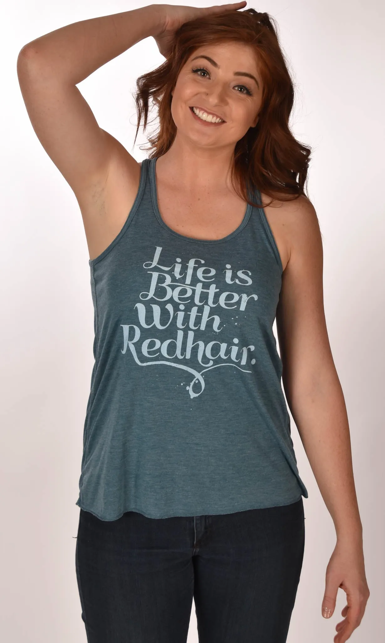 Life Is Better With Red Hair Flowy Racerback Tank