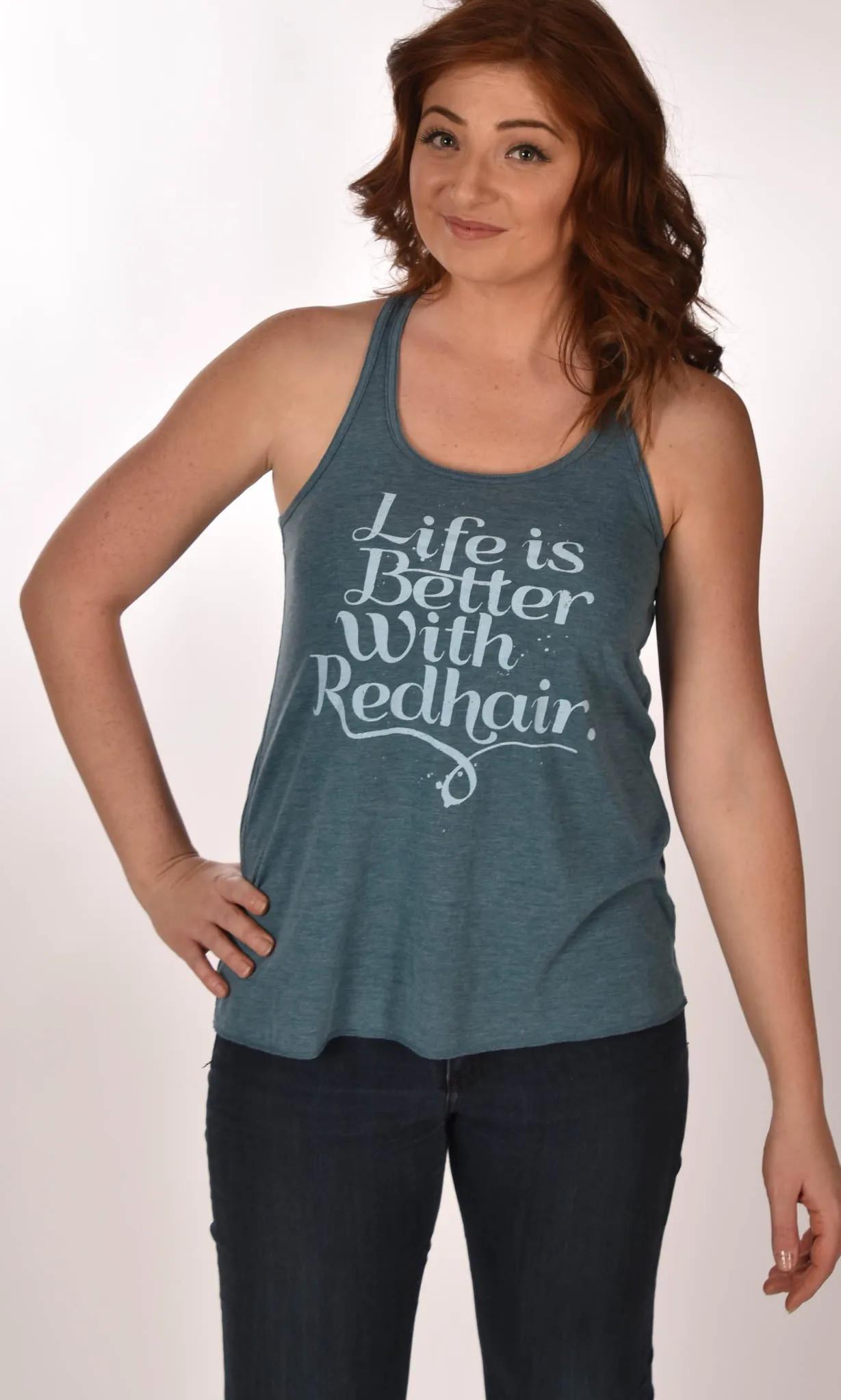 Life Is Better With Red Hair Flowy Racerback Tank