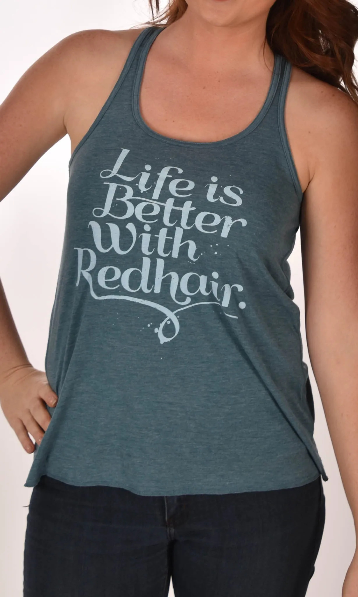 Life Is Better With Red Hair Flowy Racerback Tank