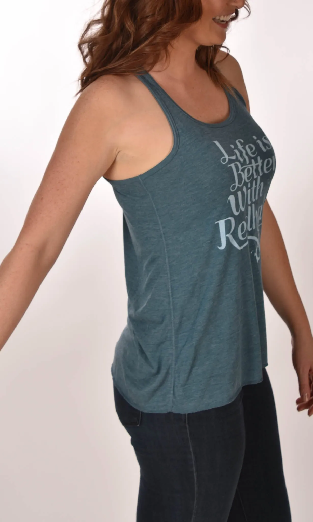 Life Is Better With Red Hair Flowy Racerback Tank