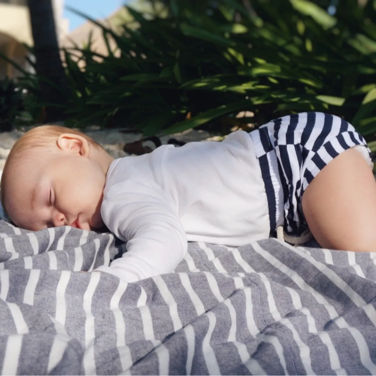 Lifetime Blanket (Toddler Blanket) -Clean Navy and Cream Breton Stripe