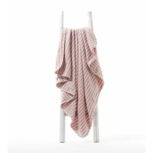 Lifetime Blanket (Toddler Blanket) - Dusty rose and Cream Stripe