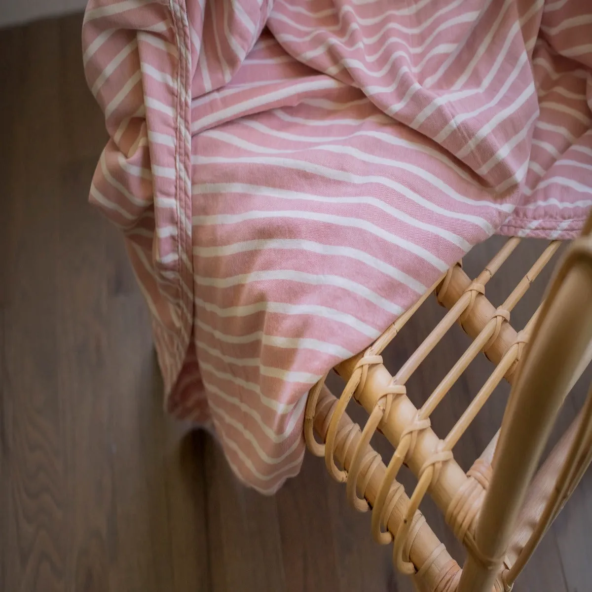 Lifetime Blanket (Toddler Blanket) - Dusty rose and Cream Stripe