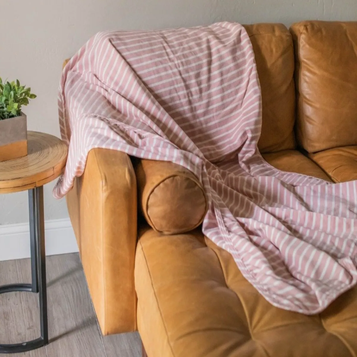 Lifetime Blanket (Toddler Blanket) - Dusty rose and Cream Stripe