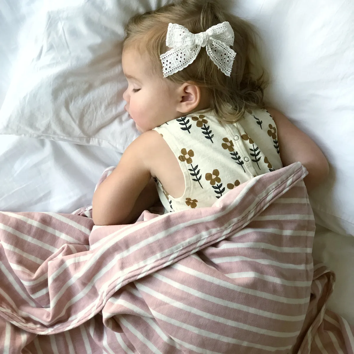 Lifetime Blanket (Toddler Blanket) - Dusty rose and Cream Stripe