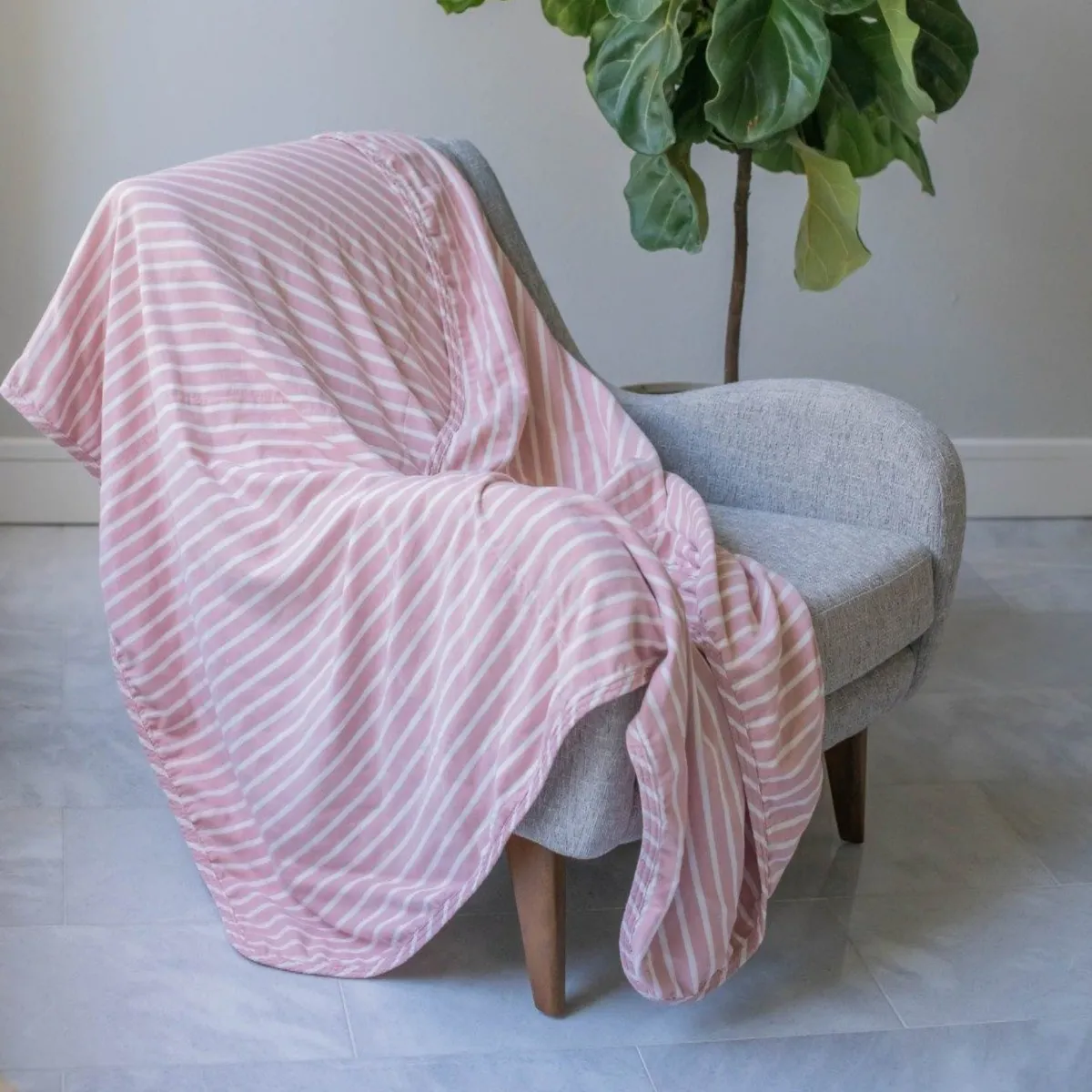 Lifetime Blanket (Toddler Blanket) - Dusty rose and Cream Stripe