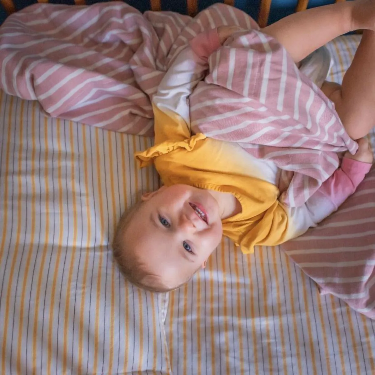 Lifetime Blanket (Toddler Blanket) - Dusty rose and Cream Stripe