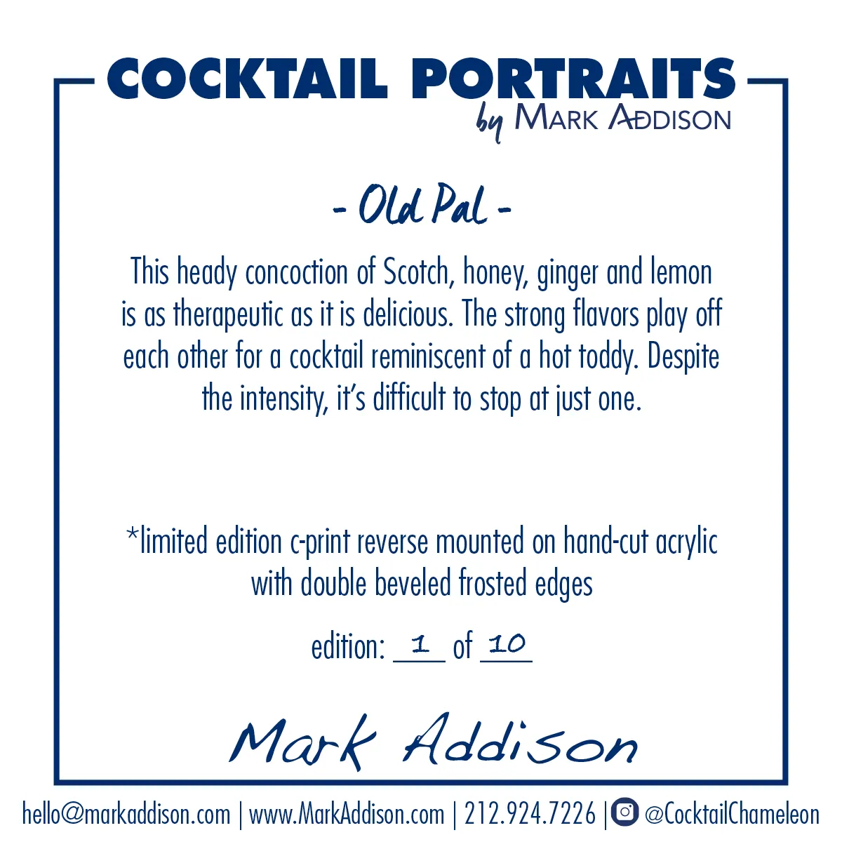 Limited Edition Cocktail Portrait: Old Pal