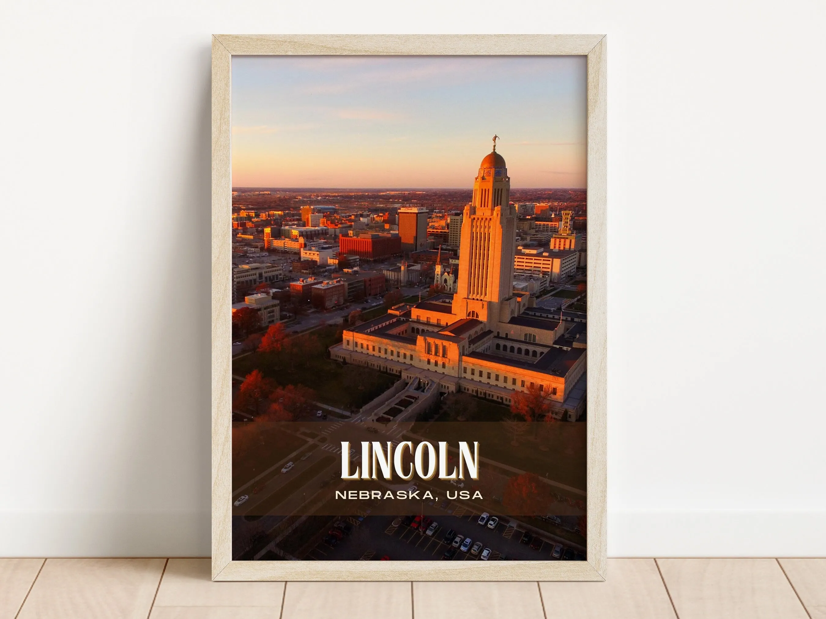Lincoln Retro Wall Art, Nebraska, USA