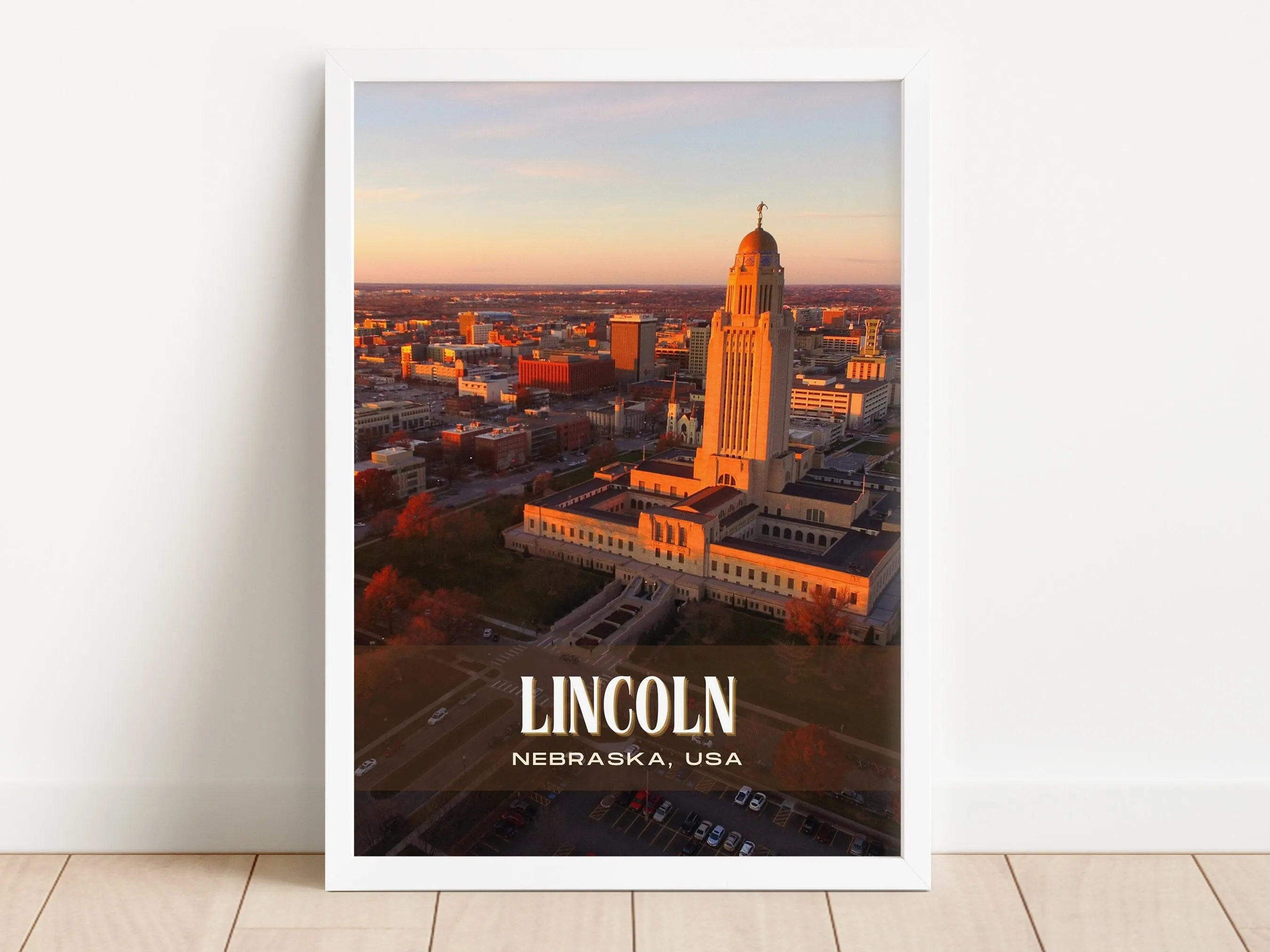 Lincoln Retro Wall Art, Nebraska, USA