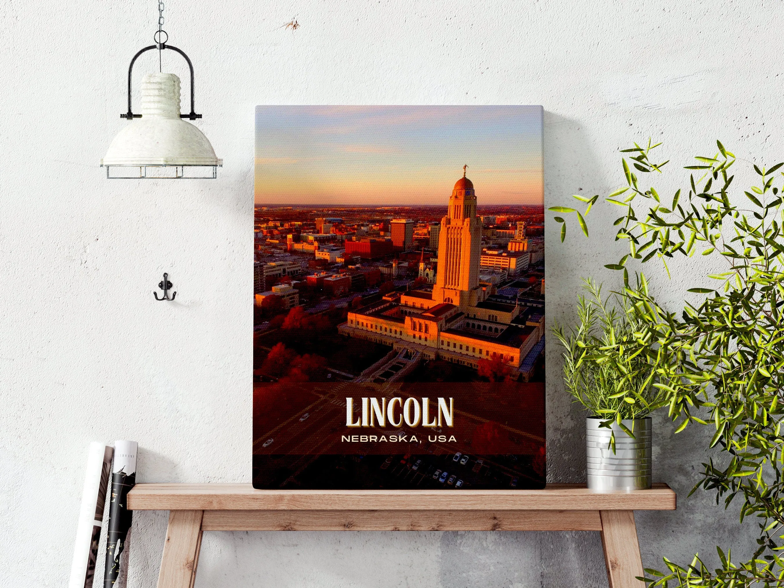 Lincoln Retro Wall Art, Nebraska, USA