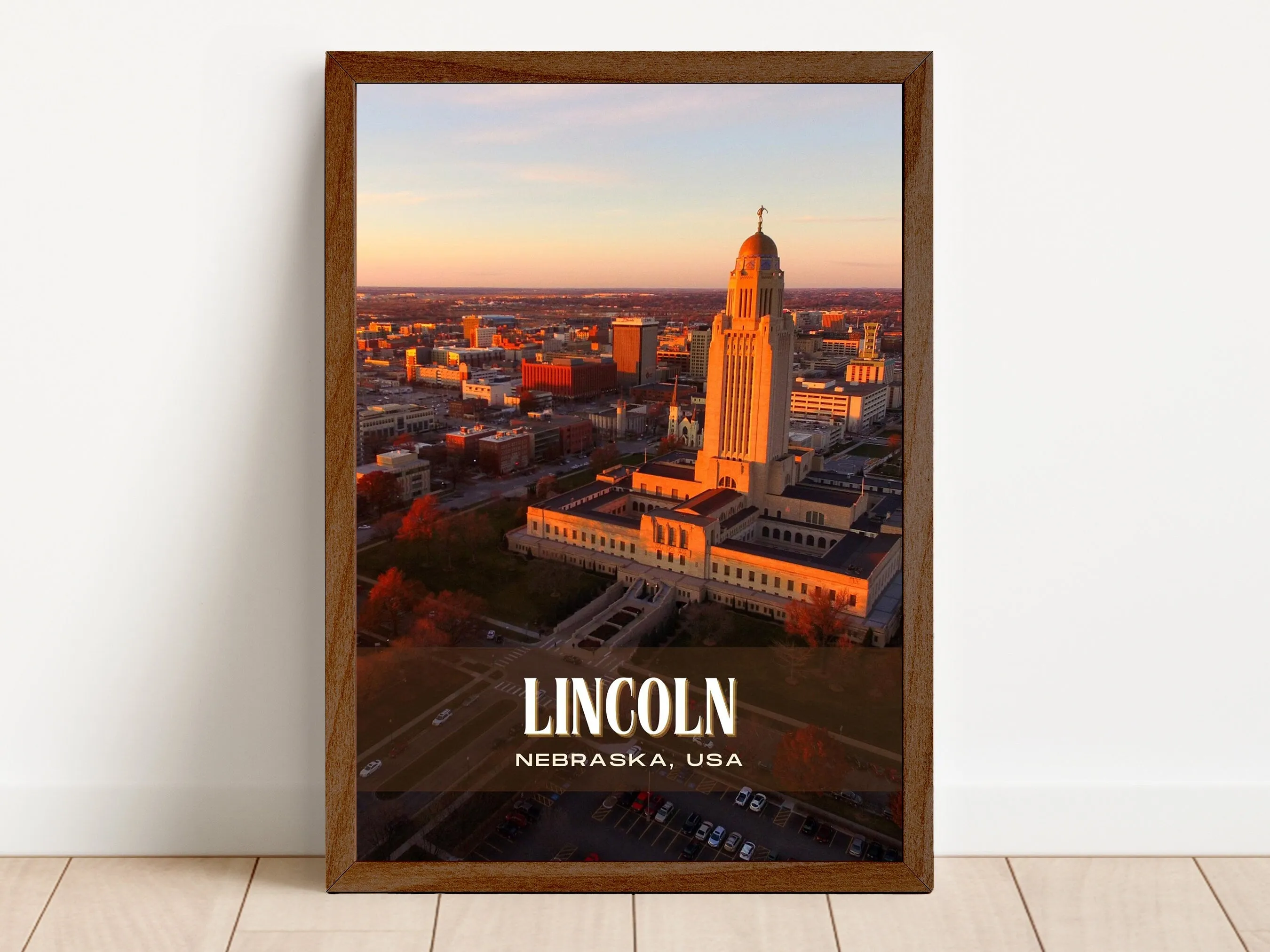 Lincoln Retro Wall Art, Nebraska, USA
