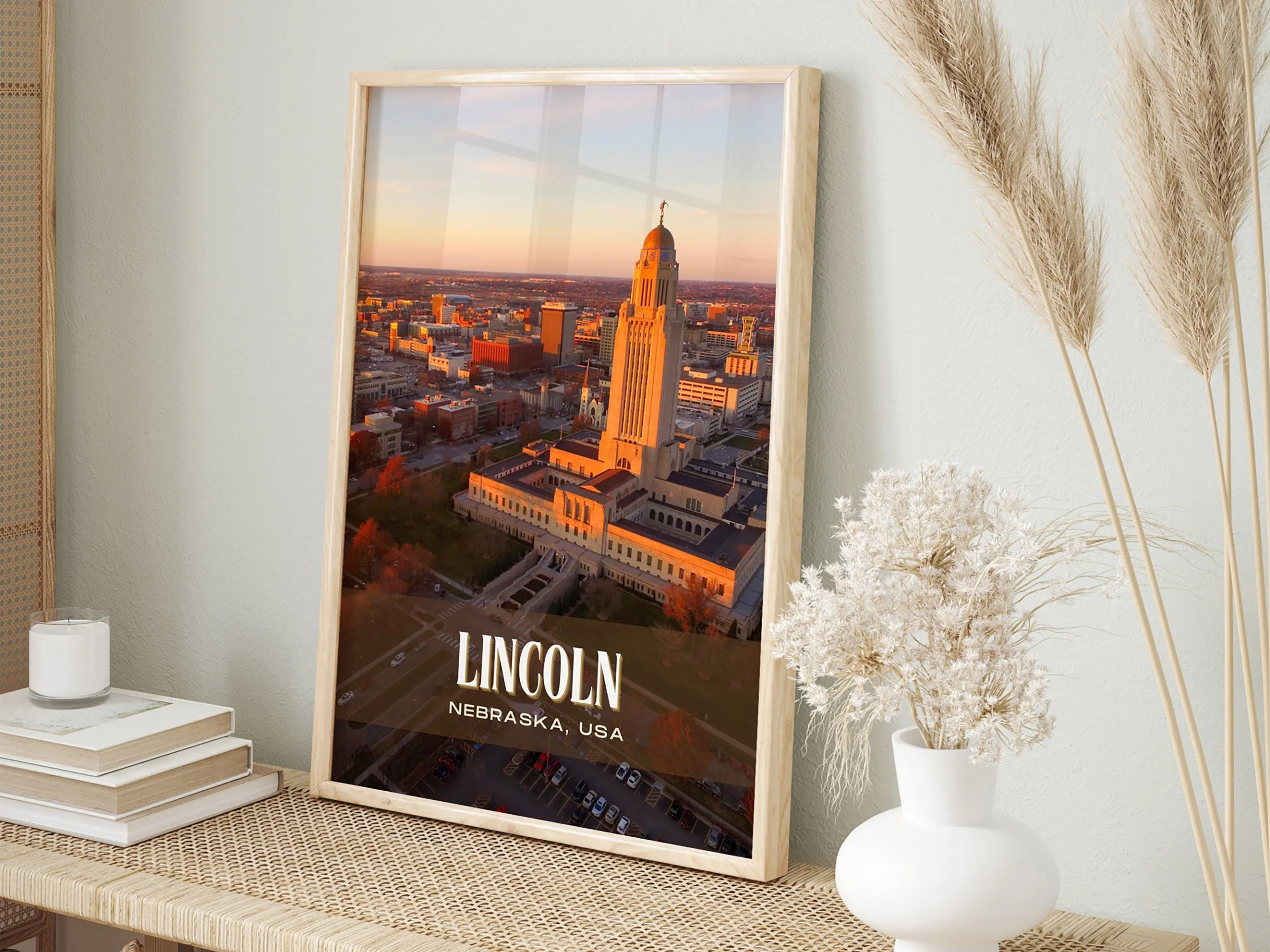 Lincoln Retro Wall Art, Nebraska, USA