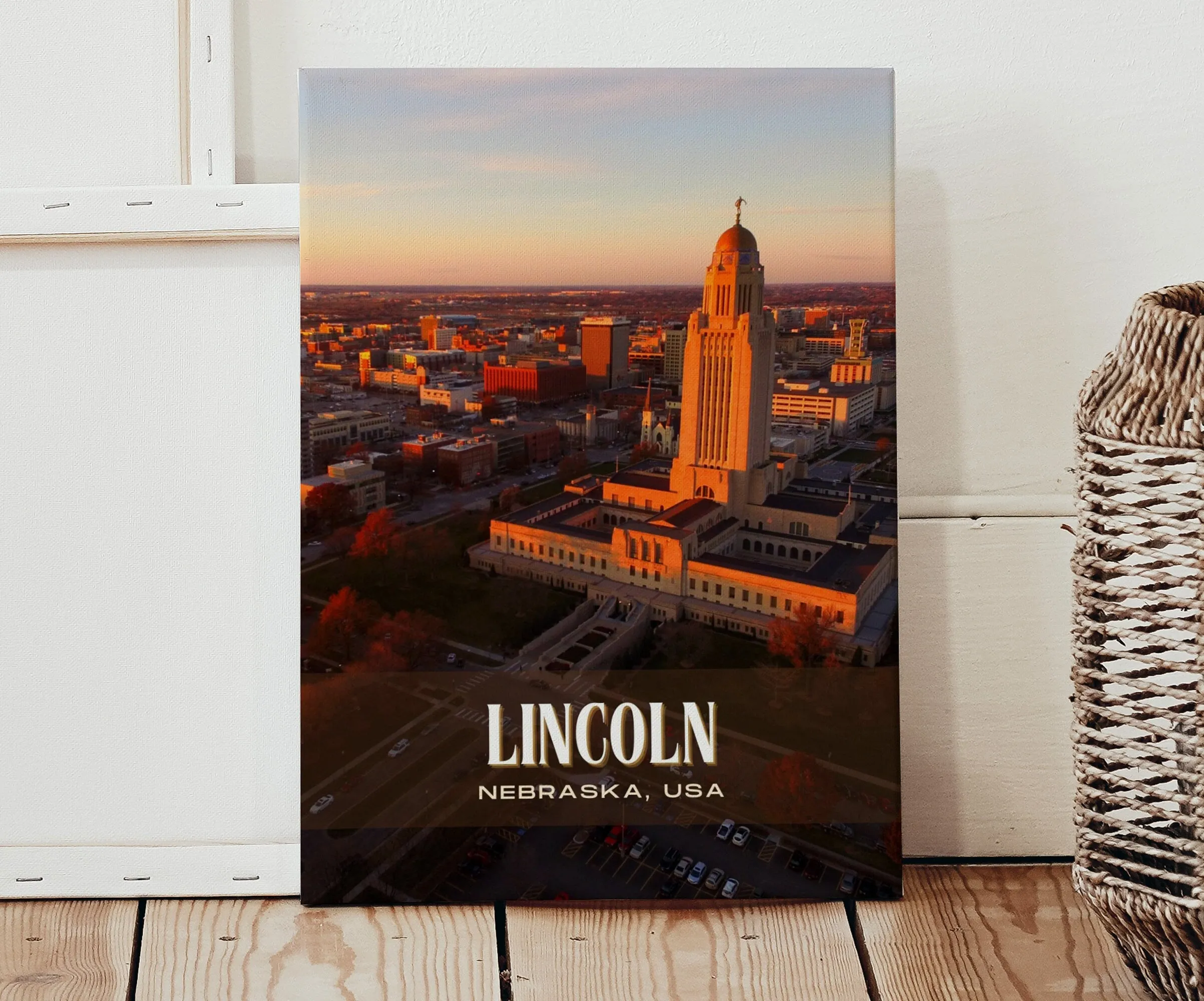 Lincoln Retro Wall Art, Nebraska, USA