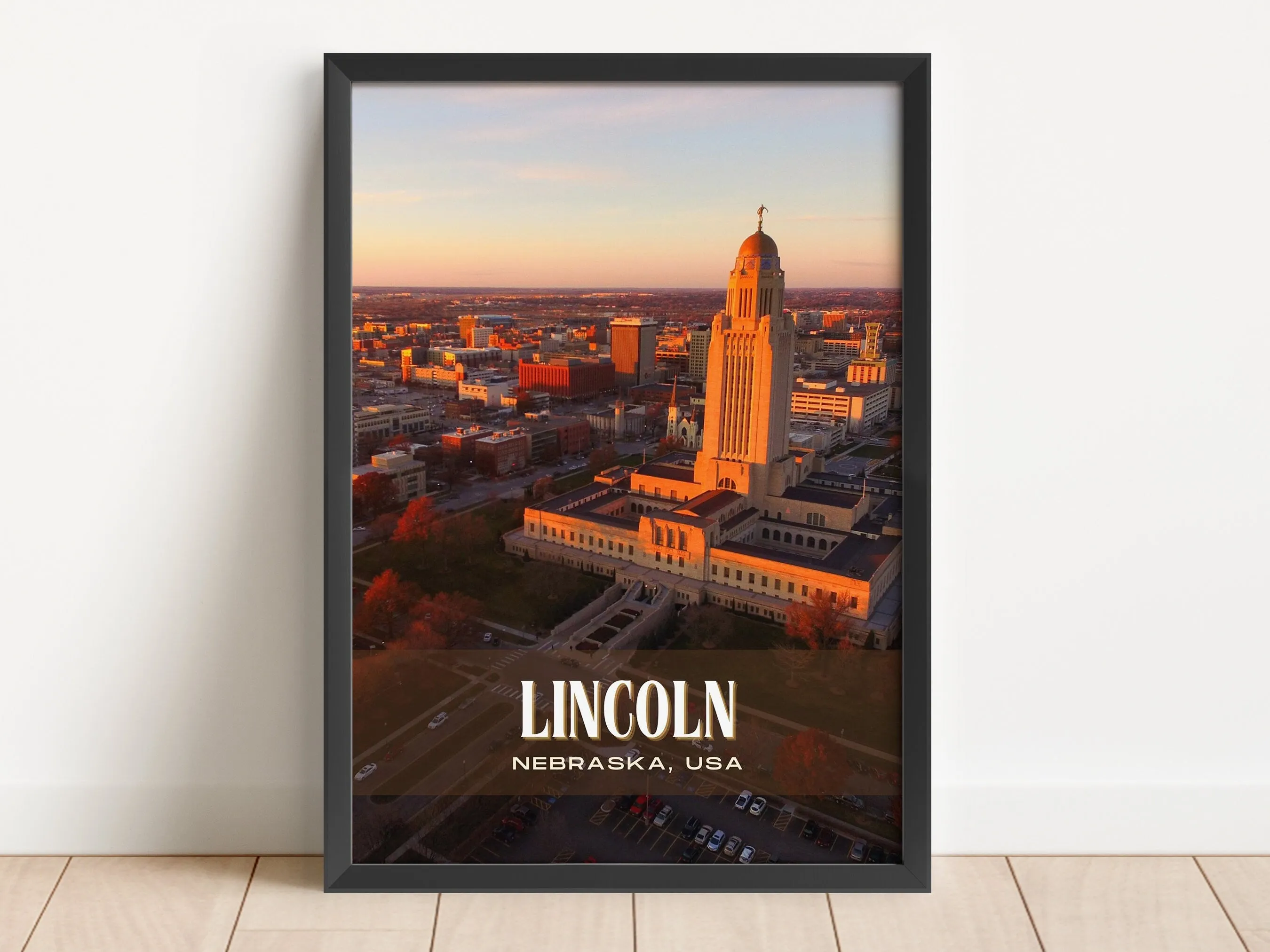 Lincoln Retro Wall Art, Nebraska, USA