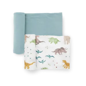 Little Unicorn Stretch Knit Swaddle Set (Dino Pals)