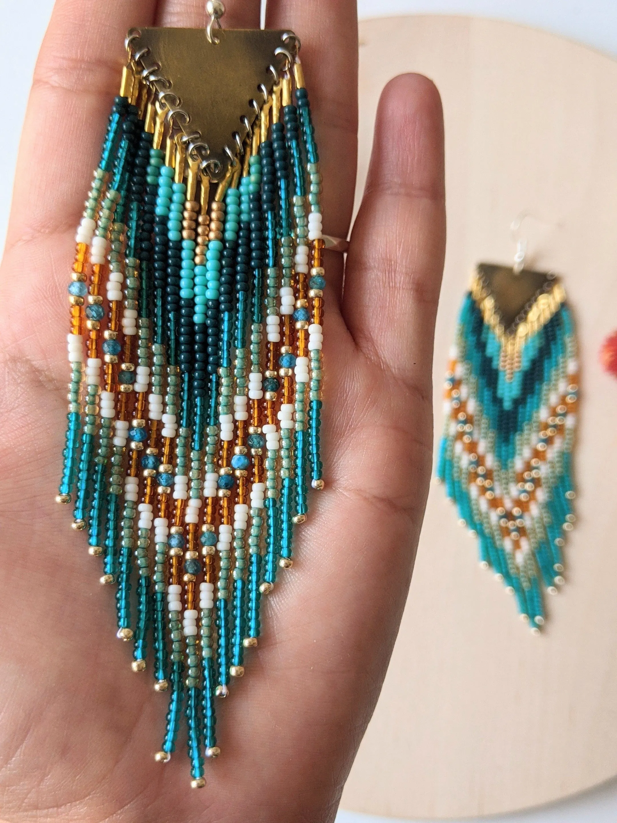 Littlefeather Teal Boho Beaded Earrings