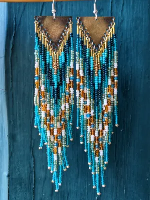Littlefeather Teal Boho Beaded Earrings