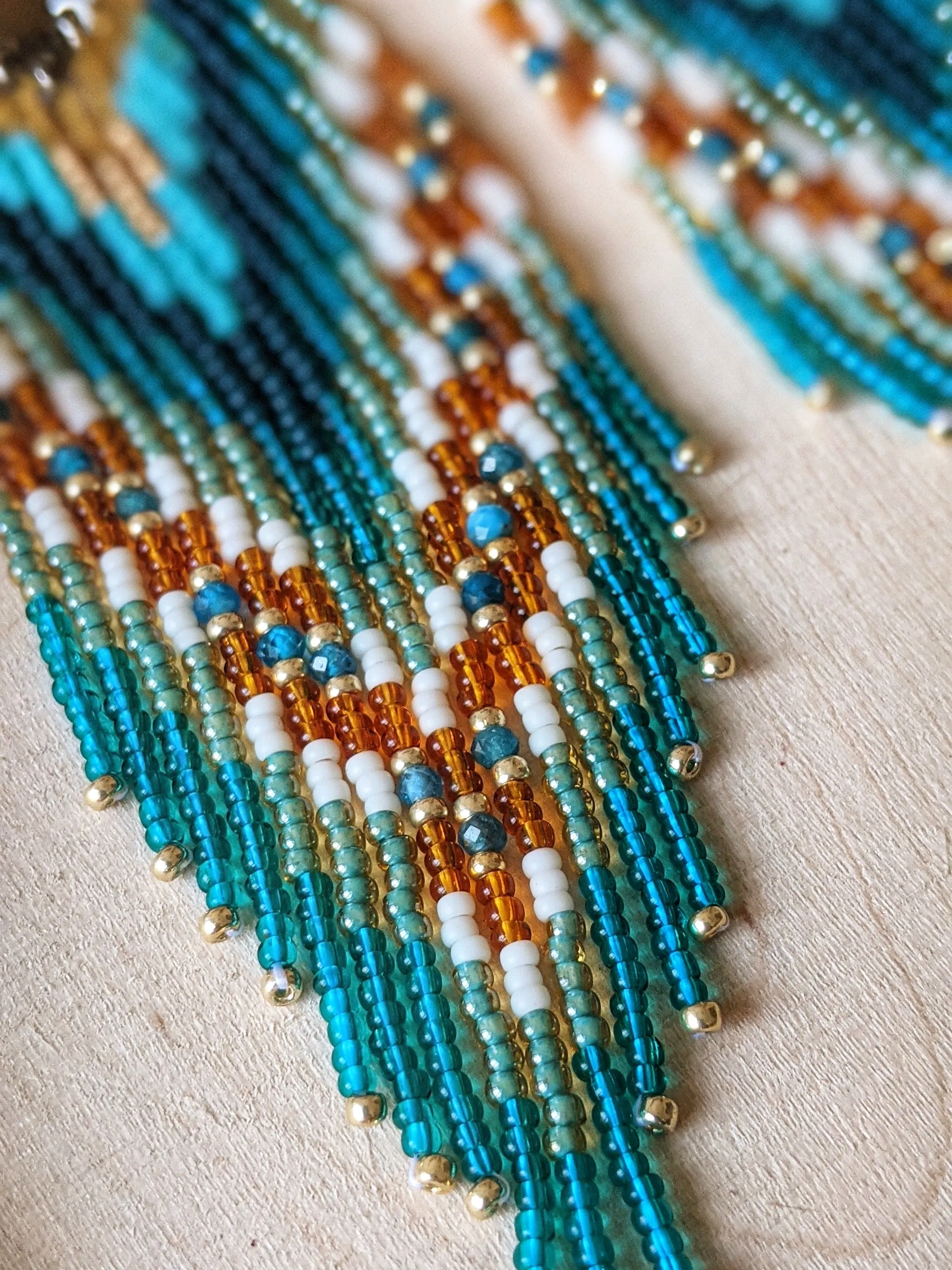 Littlefeather Teal Boho Beaded Earrings