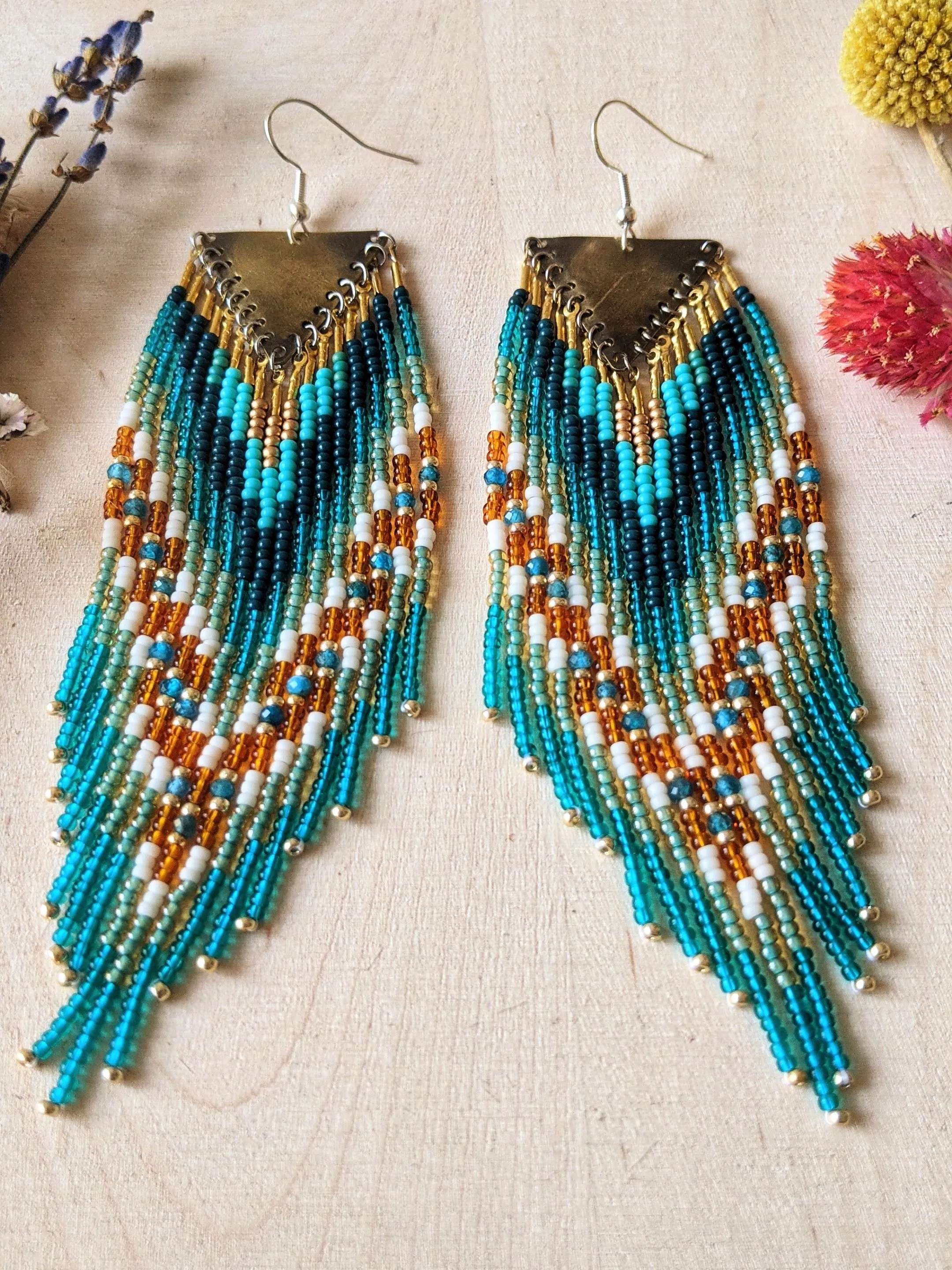 Littlefeather Teal Boho Beaded Earrings