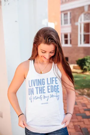 Living Life On The Edge © Ladies Flowy Racerback Tank (Chambray)