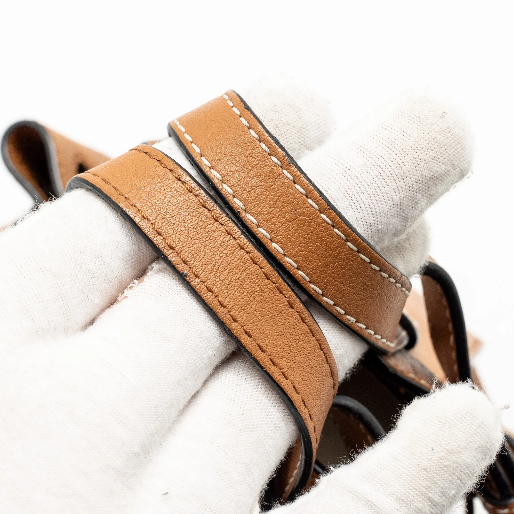 Loewe Mini Hammock Drawstring Bag Grained Calfskin Tan GHW