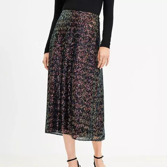 Loft Sequin Midi Skirt Size 10 NWT