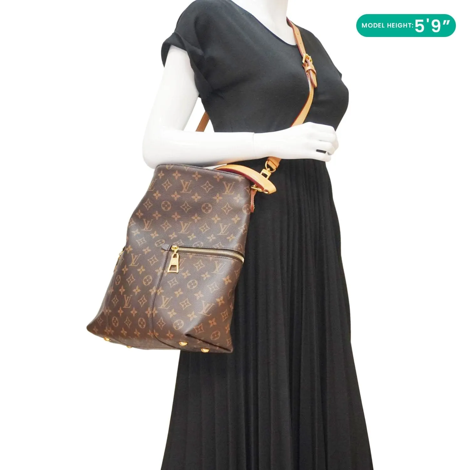 LOUIS VUITTON Melie Monogram Canvas Hobo Bag Brown