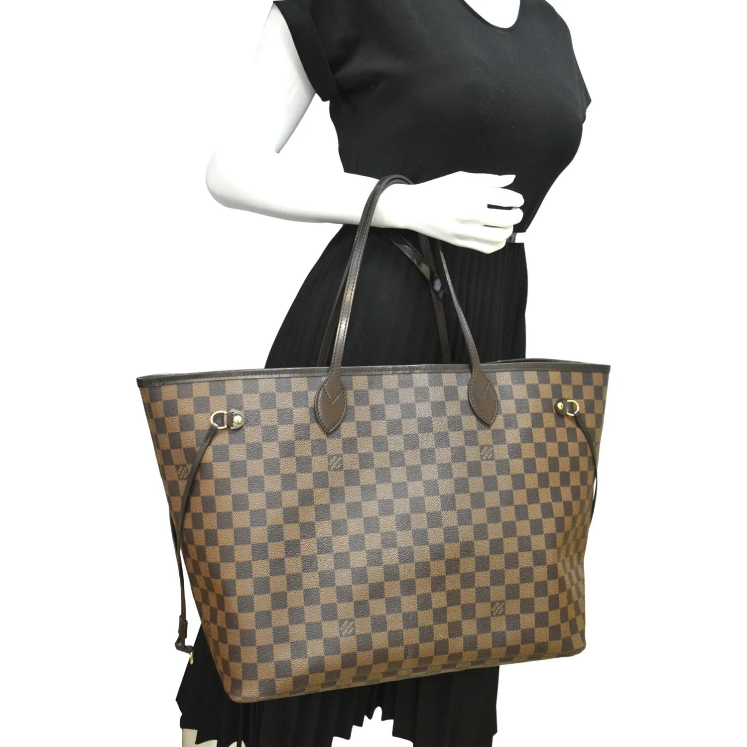 LOUIS VUITTON Neverfull GM Damier Ebene Tote Shoulder Bag Brown