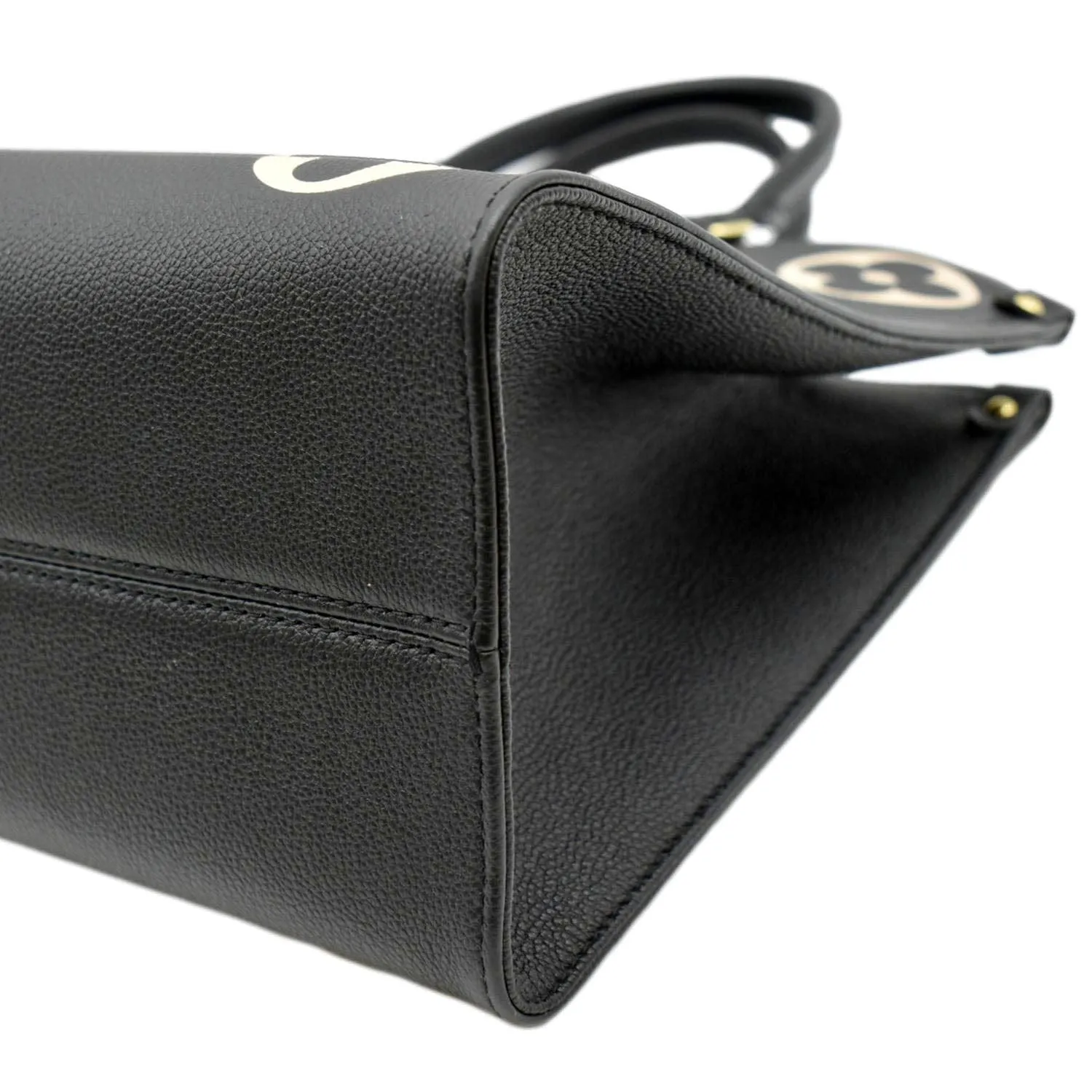 LOUIS VUITTON Onthego MM Giant Monogram Leather Tote Bag Black/Bicolor