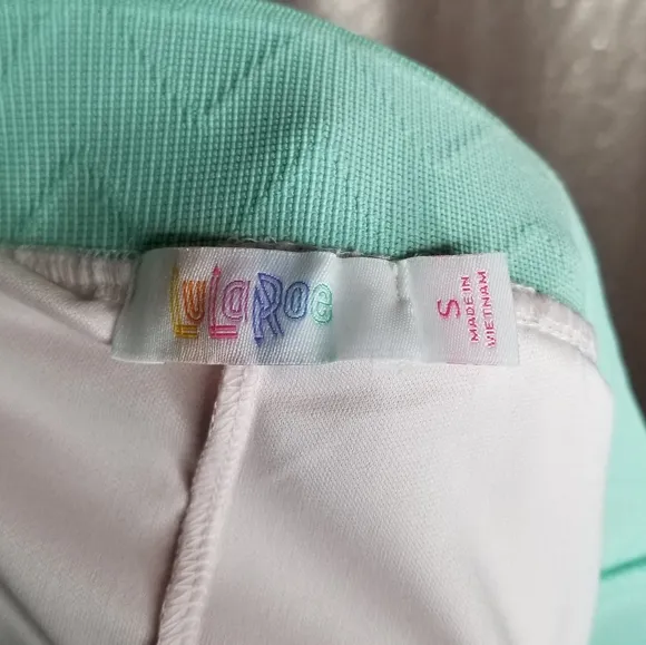 LuLaRoe BNWT S Lucy skirt - pink chiffon with aqua waistband