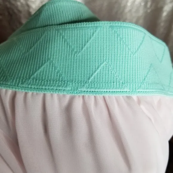 LuLaRoe BNWT S Lucy skirt - pink chiffon with aqua waistband