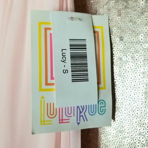 LuLaRoe BNWT S Lucy skirt - pink chiffon with aqua waistband