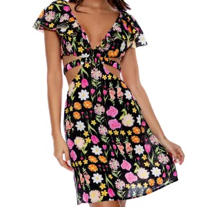 LULI'S SECRET GARDEN - Deep V Cut Out Dress