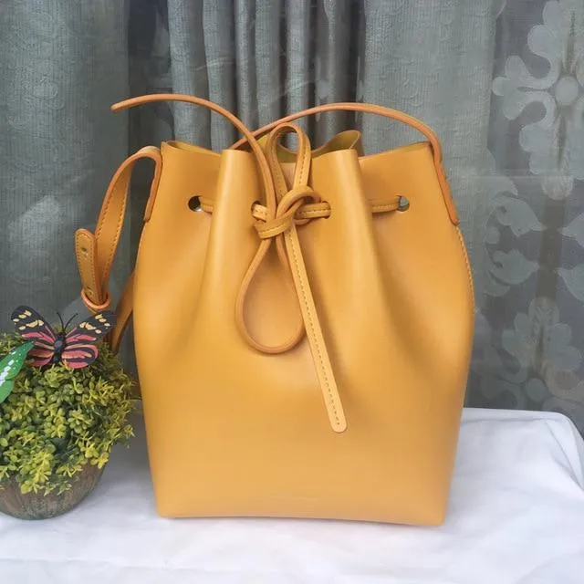MANSURSTUDIOS bucket bag, mansur women split leather shoulder bag