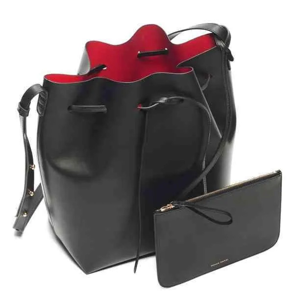 MANSURSTUDIOS bucket bag, mansur women split leather shoulder bag