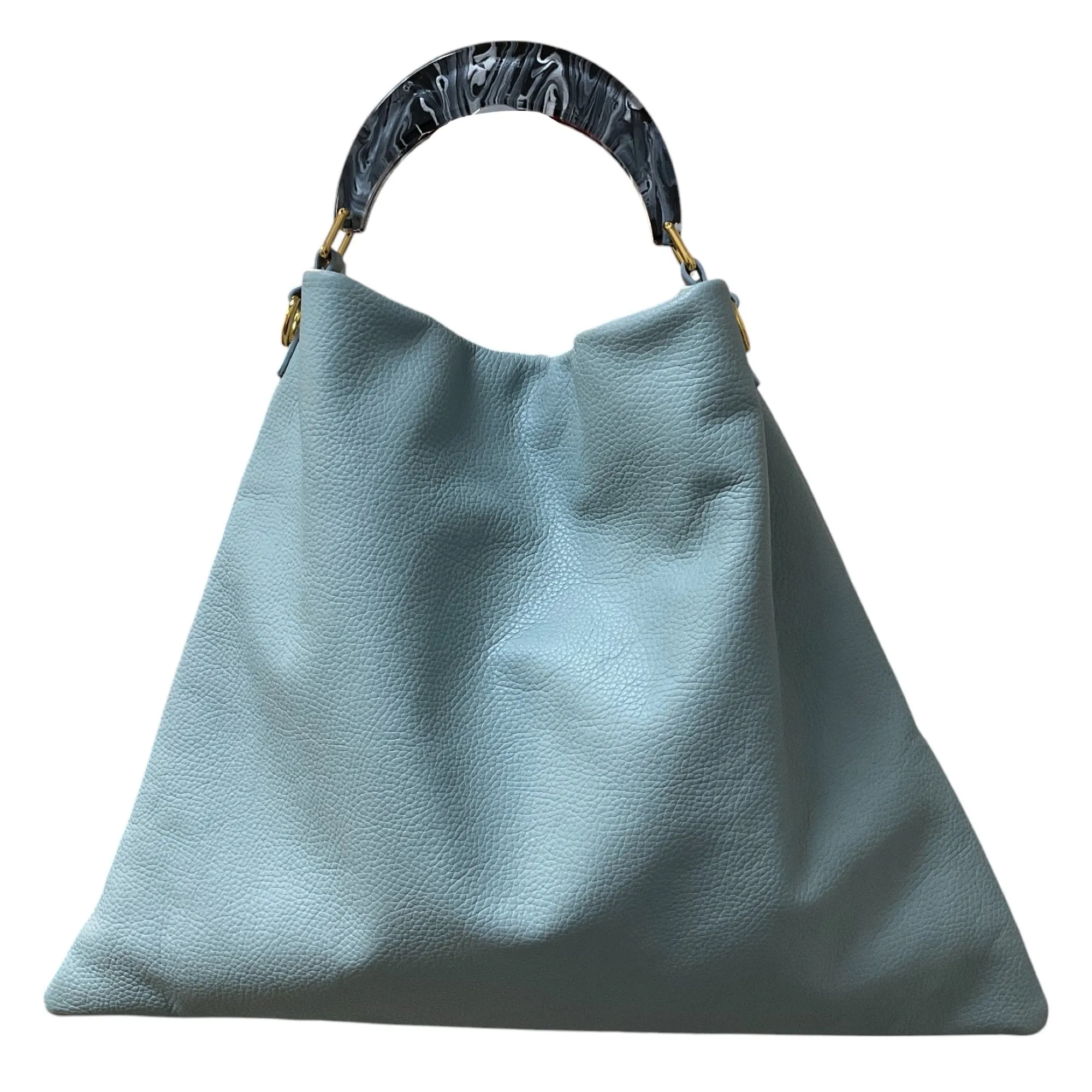 Marni Light Blue Medium Venice Leather Hobo Bag