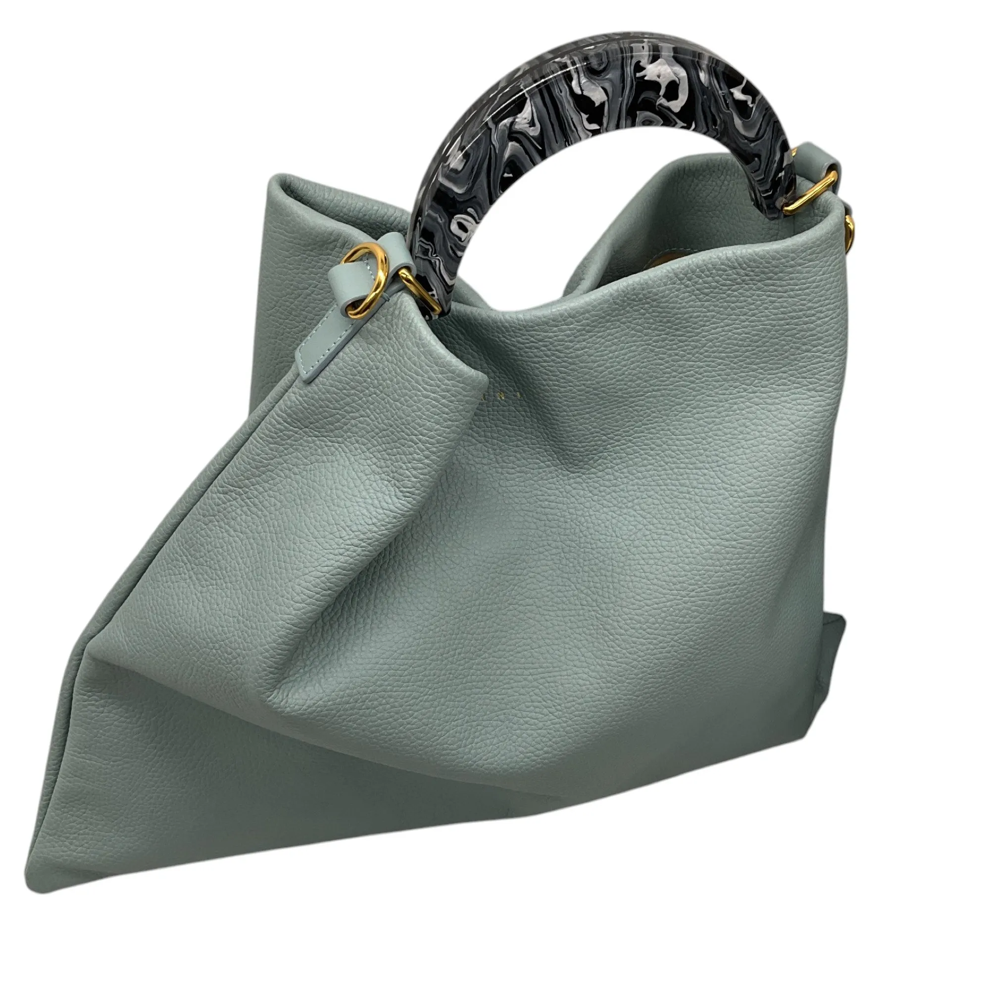 Marni Light Blue Medium Venice Leather Hobo Bag