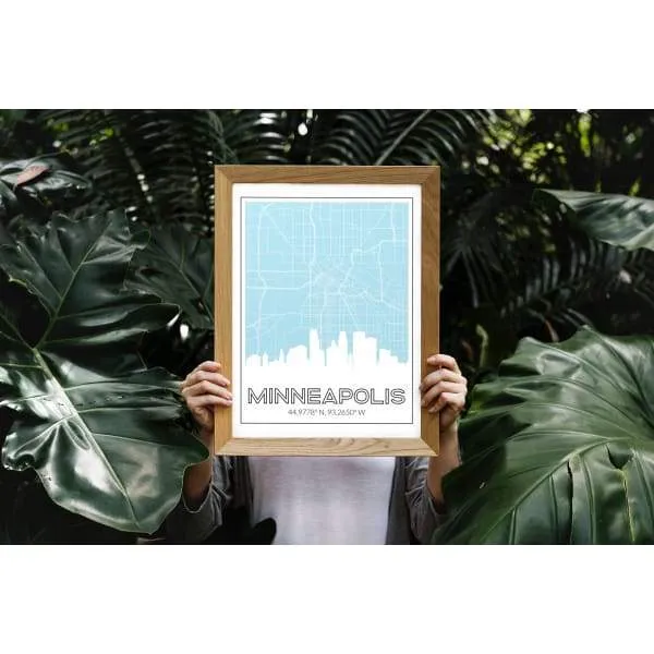 Minneapolis, Minnesota skyline and map