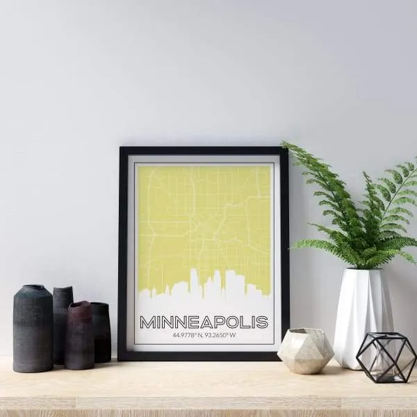 Minneapolis, Minnesota skyline and map
