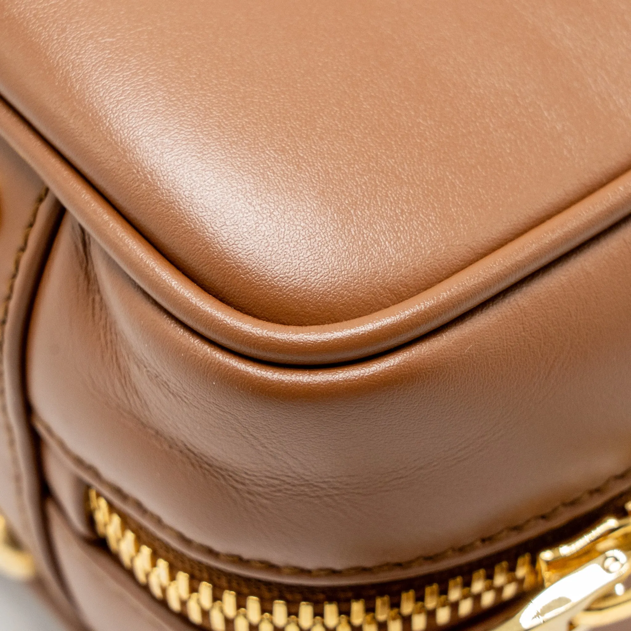 Miu Miu Cognac Arcadie Leather Bag Brown GHW