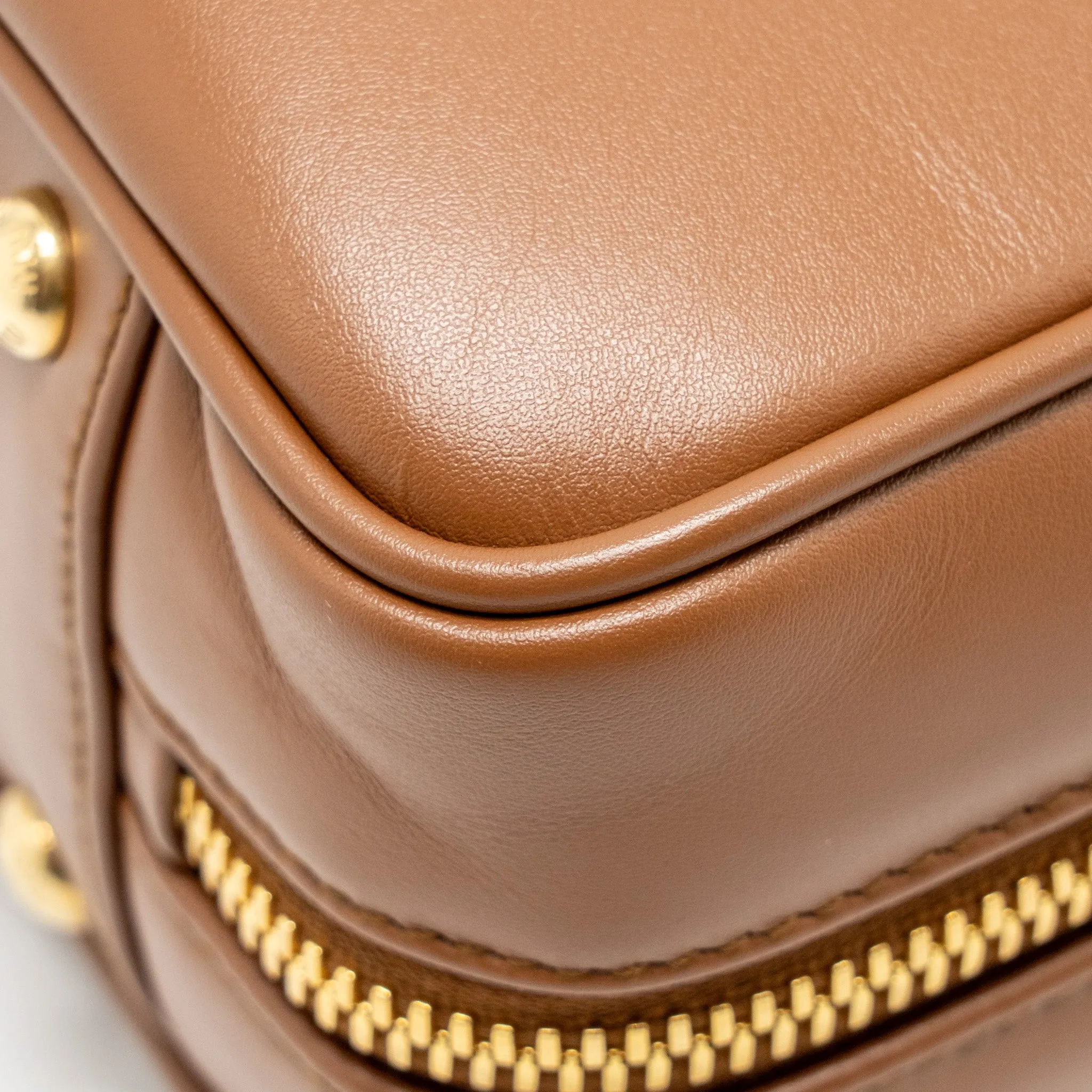 Miu Miu Cognac Arcadie Leather Bag Brown GHW