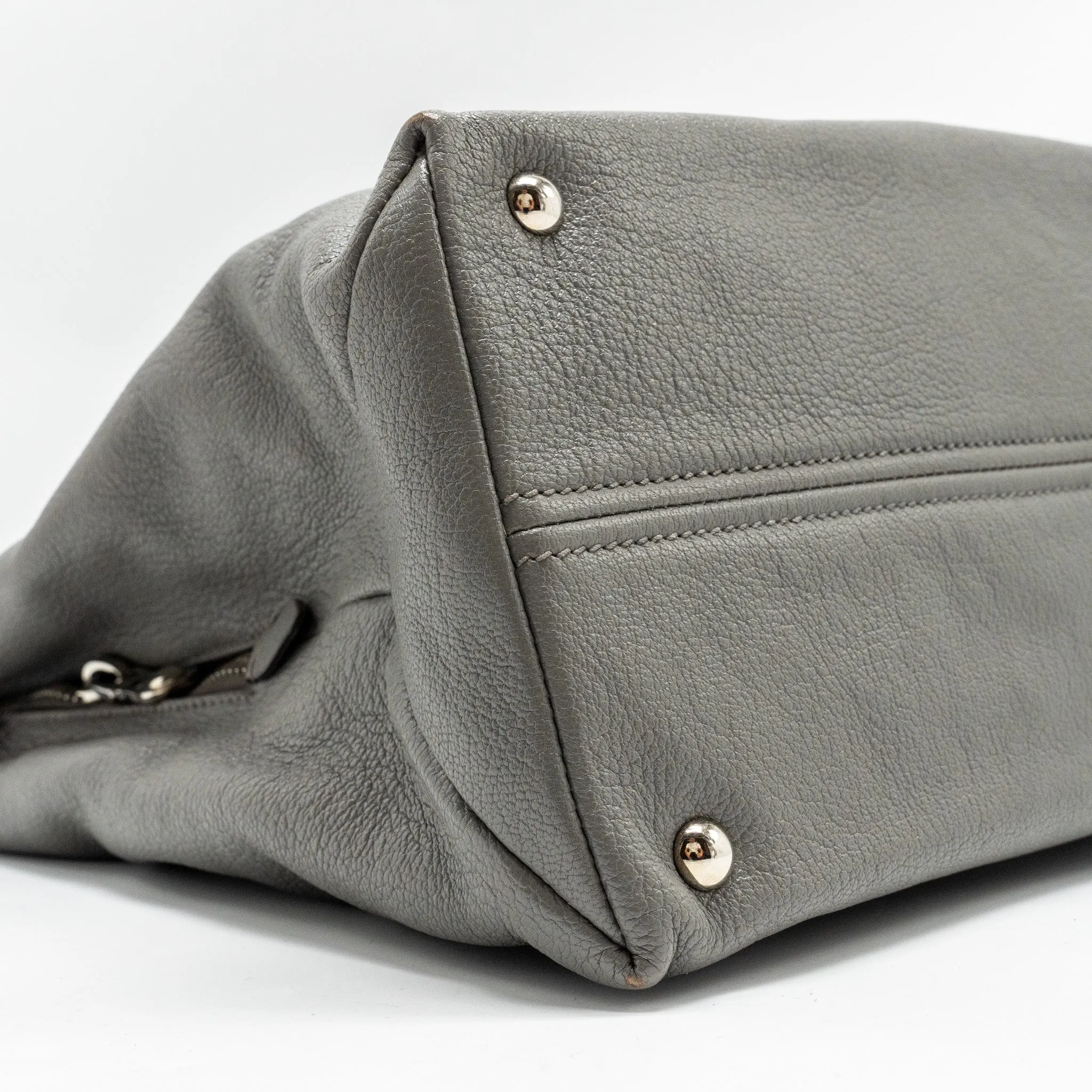 Miu Miu Tote Bag Leather Grey SHW