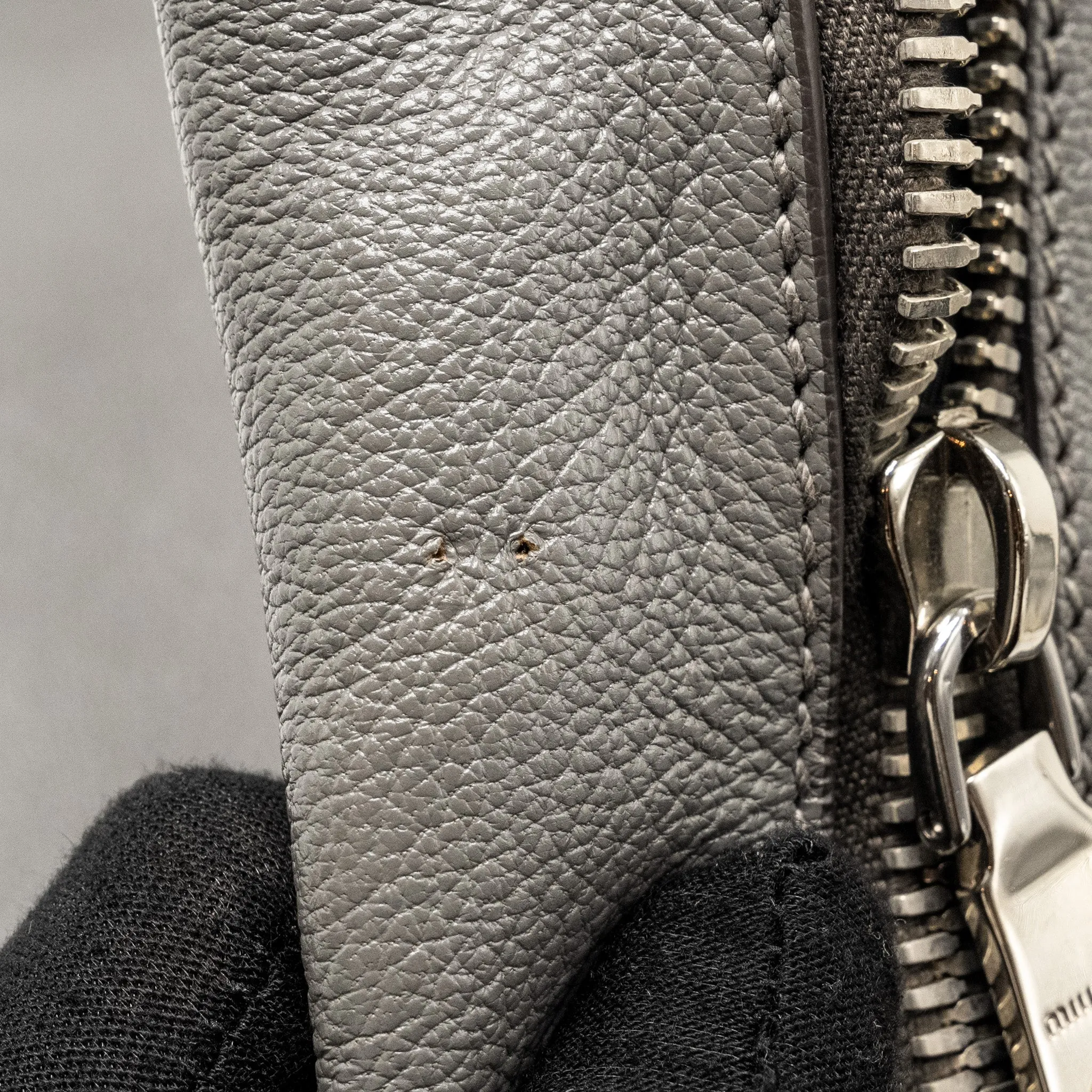 Miu Miu Tote Bag Leather Grey SHW