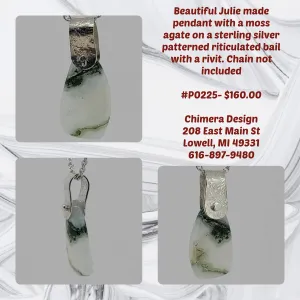 Moss Agate in Hand Made Sterling Pendant