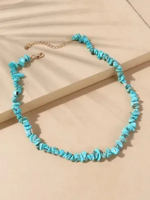 Natural Turquoise Nugget Choker Boho Gem Unisex Necklace or Turquoise Dangle Earrings or Hoop Earrings