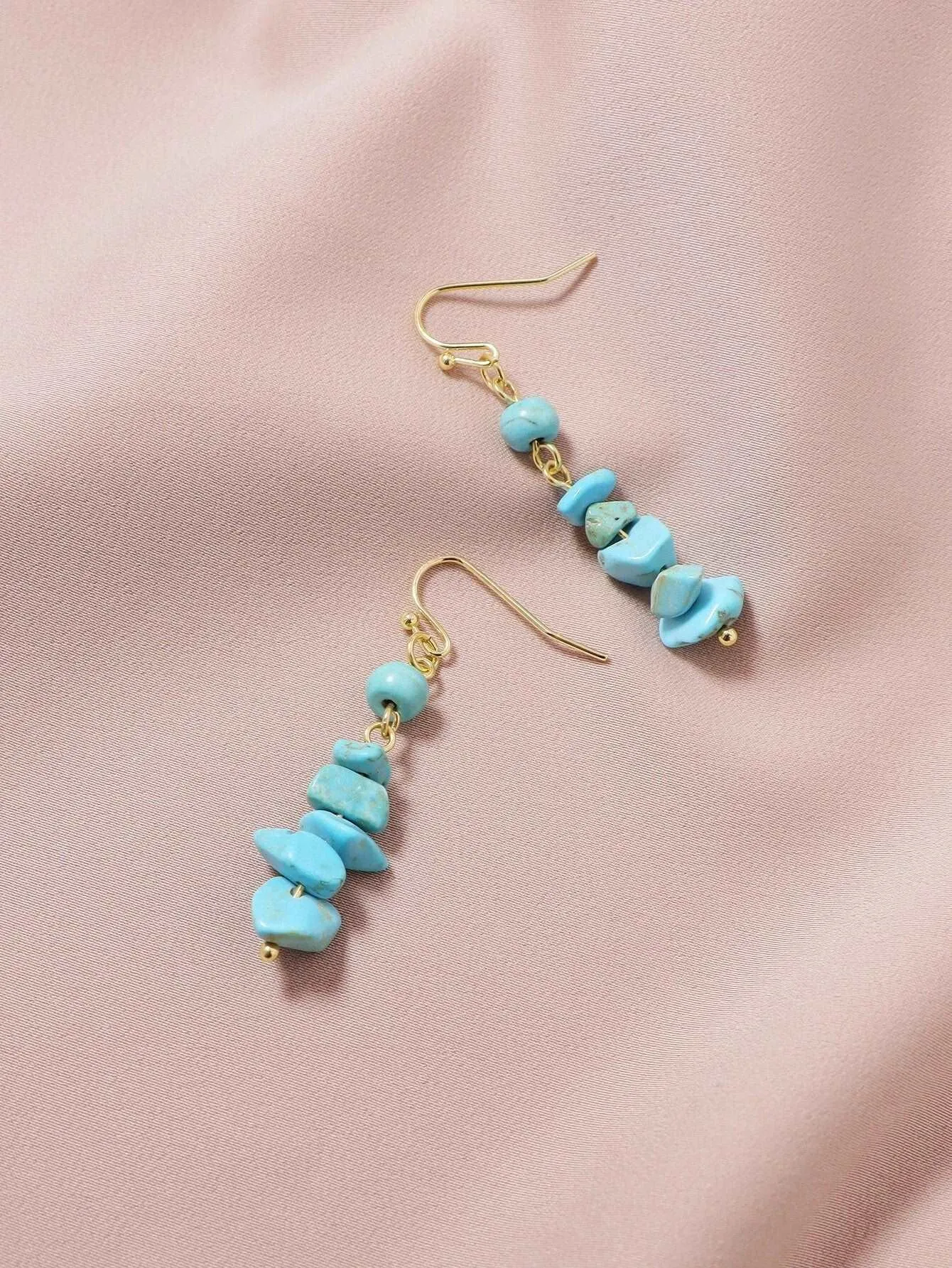 Natural Turquoise Nugget Choker Boho Gem Unisex Necklace or Turquoise Dangle Earrings or Hoop Earrings