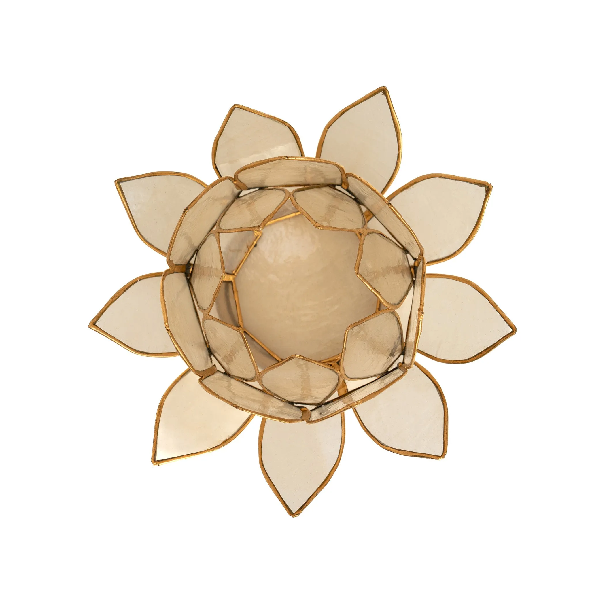 Natural White Mother of Pearl Opening Lotus Tealight Candle Holder
