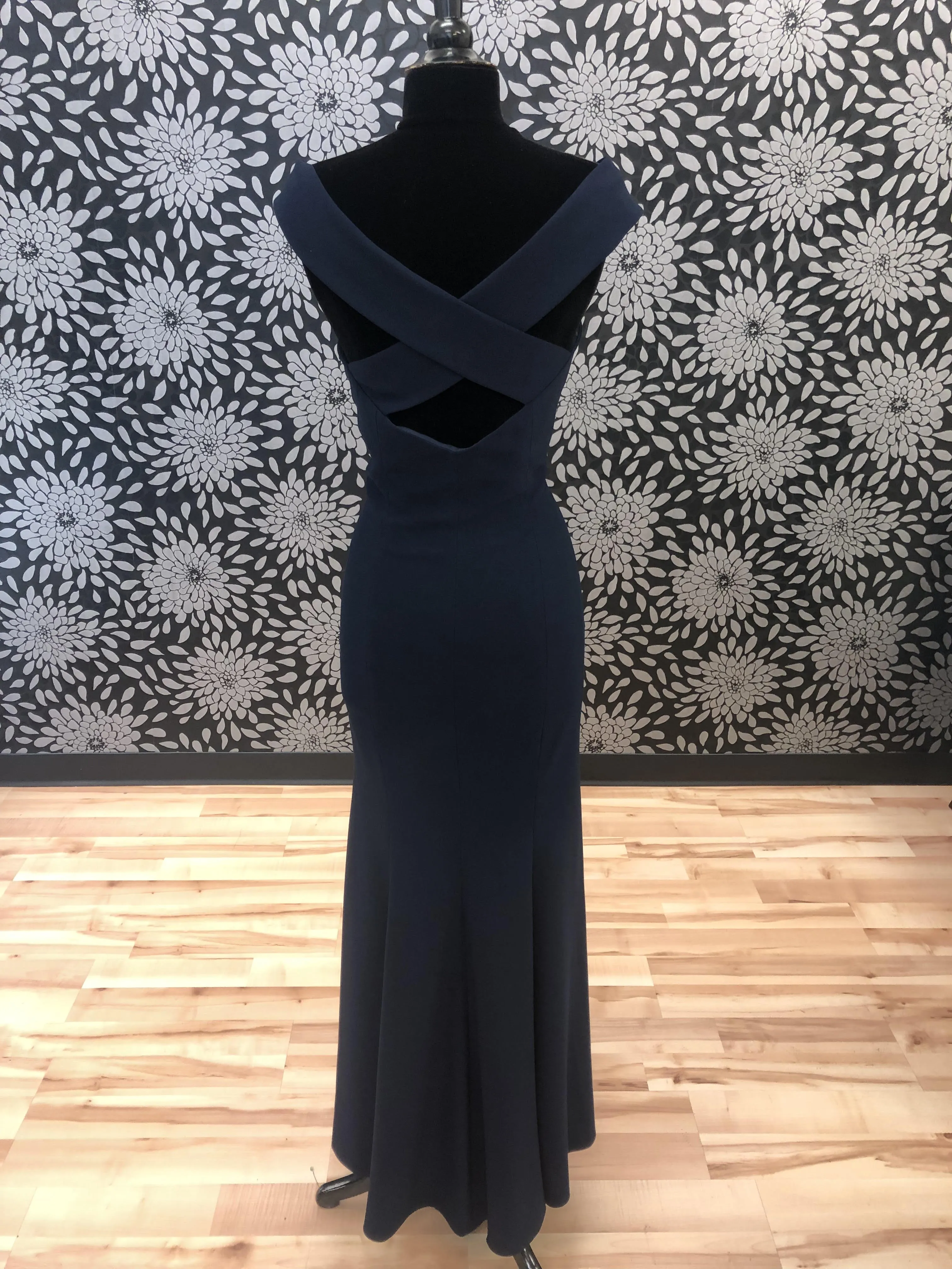 Navy Off the Shoulder Gown