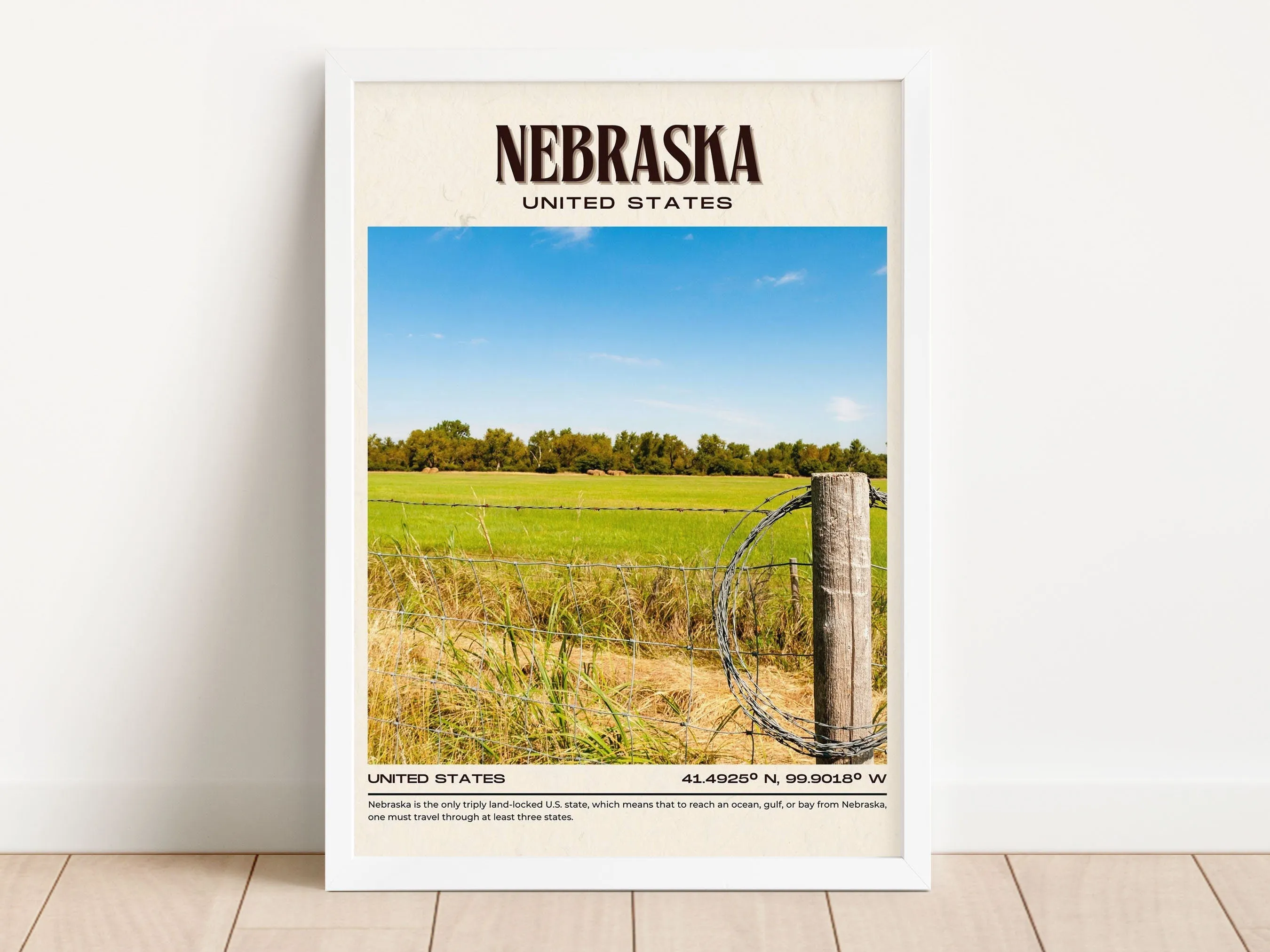 Nebraska Vintage Wall Art, USA
